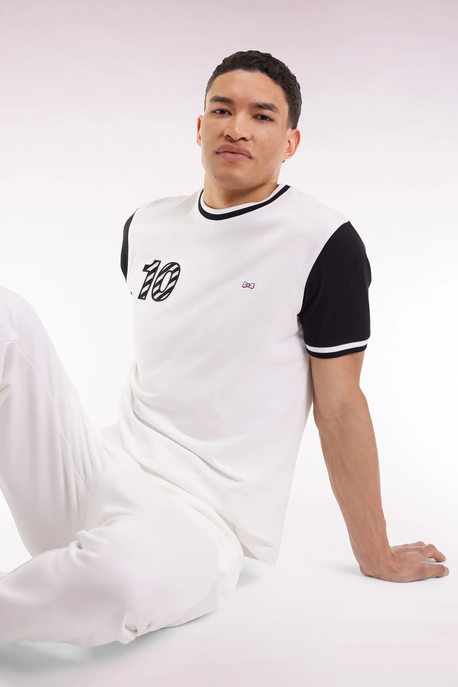 Eden Park_0_Two-Tone Short-Sleeved T-Shirt in White Cotton Embroidery 10_H25MAITC0027_ECC_03