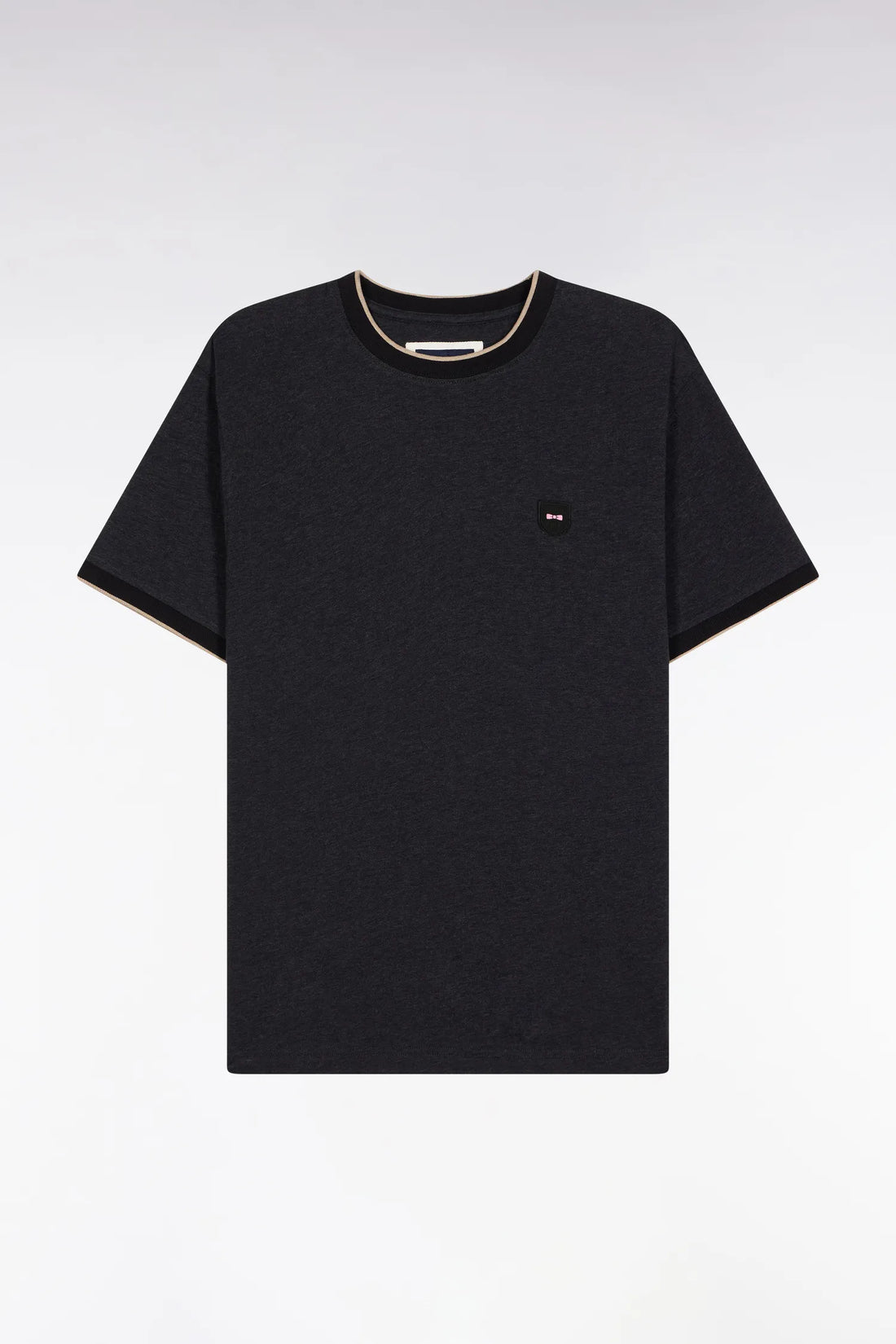 Eden Park_0_Short-Sleeved T-Shirt in Charcoal Grey Stretch Cotton with a Slim Fit_H25MAITC0029_GRF11_02