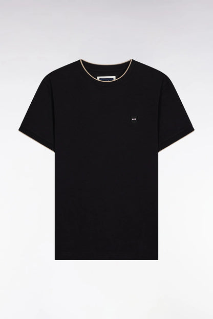 Eden Park_0_Short-Sleeved Black Stretch Cotton T-Shirt with Slim Fit_H25MAITC0029_NO_02
