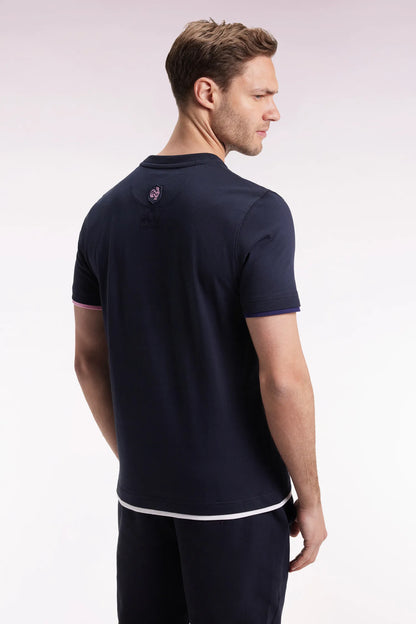 Eden Park_0_Navy Short-Sleeved Xv of France T-Shirt_H25MAITC0048_BLF_04
