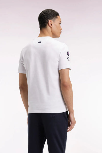 Eden Park_0_White Short-Sleeved T-Shirt with Xv De France Screen Print_H25MAITC0052_BC_05