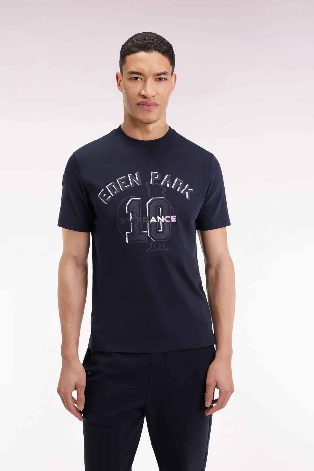 Eden Park_Blue_Navy Short-Sleeved T-Shirt XV De France_H25MAITC0055_BLF_01