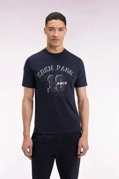 Eden Park_Blue_Navy Short-Sleeved T-Shirt XV De France_H25MAITC0055_BLF_01