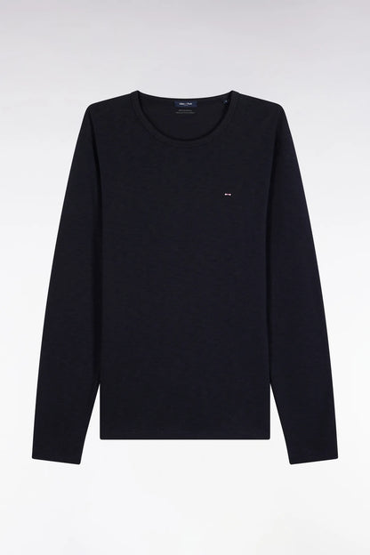 Eden Park_Blue_Navy Slub Cotton Long-Sleeved T-Shirt_H25MAITL0006_BLF_02