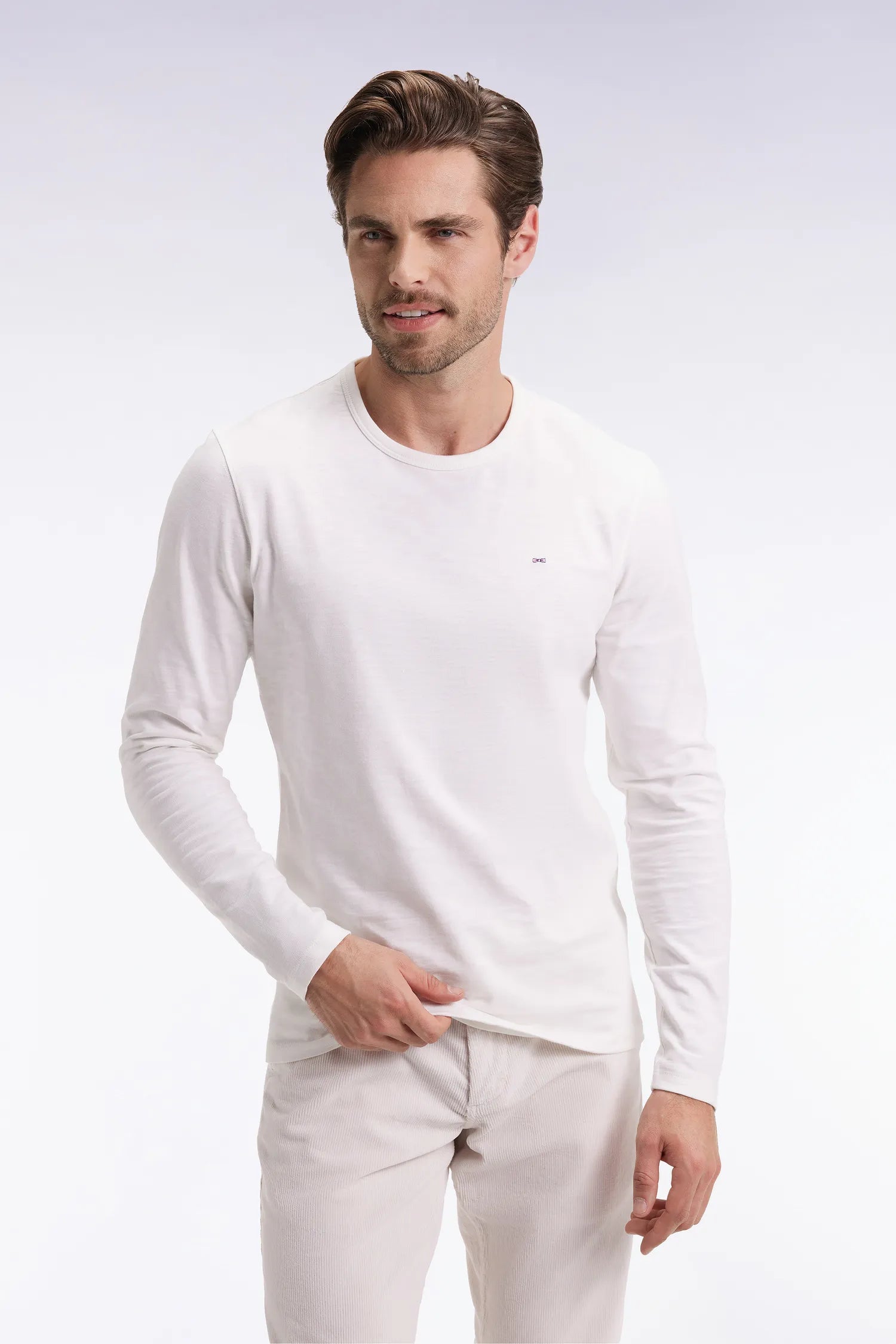 Eden Park_White_Ecru Slub Cotton Long-Sleeved T-Shirt_H25MAITL0006_ECC_01