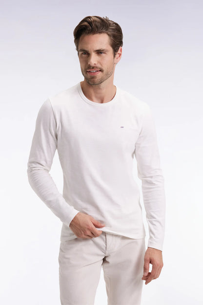 Eden Park_White_Ecru Slub Cotton Long-Sleeved T-Shirt_H25MAITL0006_ECC_01