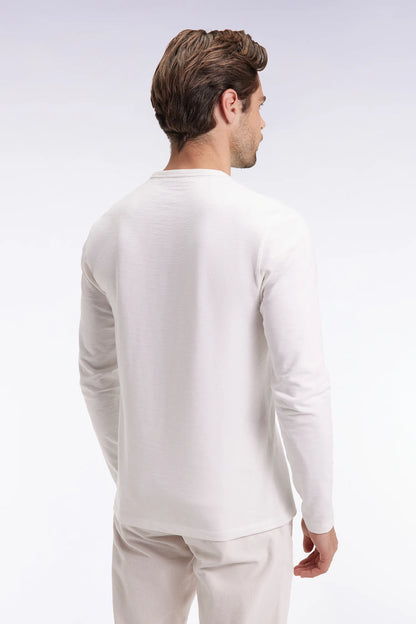 Eden Park_White_Ecru Slub Cotton Long-Sleeved T-Shirt_H25MAITL0006_ECC_05