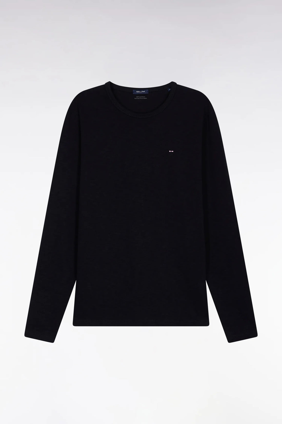 Eden Park_Black_Black Slub Cotton Long-Sleeved T-Shirt_H25MAITL0006_NO_02
