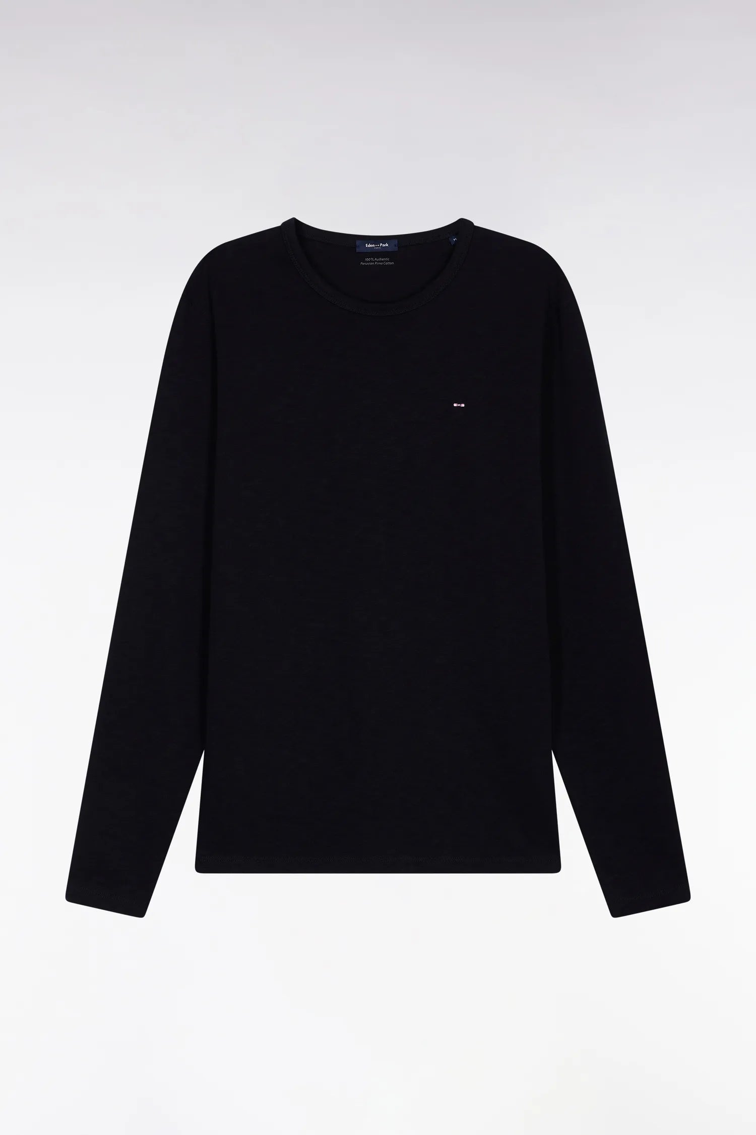 Eden Park_Black_Black Slub Cotton Long-Sleeved T-Shirt_H25MAITL0006_NO_02