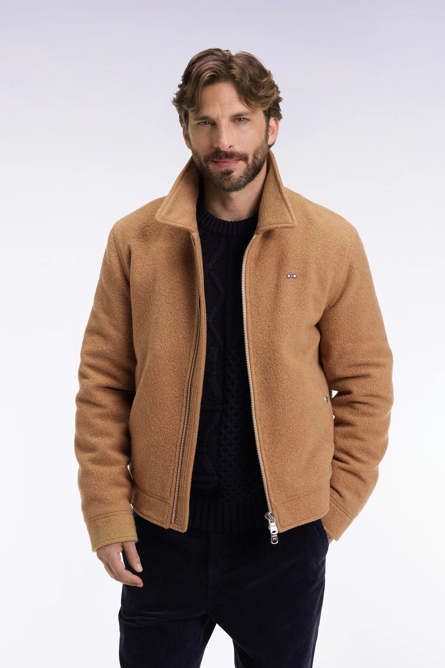 Eden Park_Beige_Jacket in Camel Boiled Wool Blend_H25PAMBL0010_BEM14_01