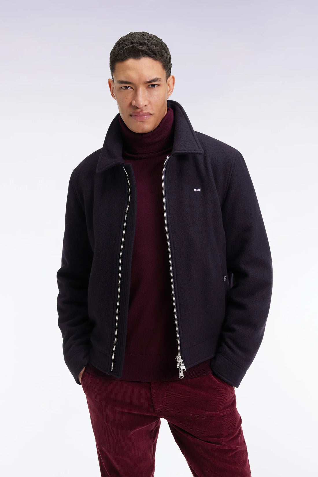 Eden Park_Blue_Navy Boiled Wool Blend Jacket_H25PAMBL0010_BLF23_01