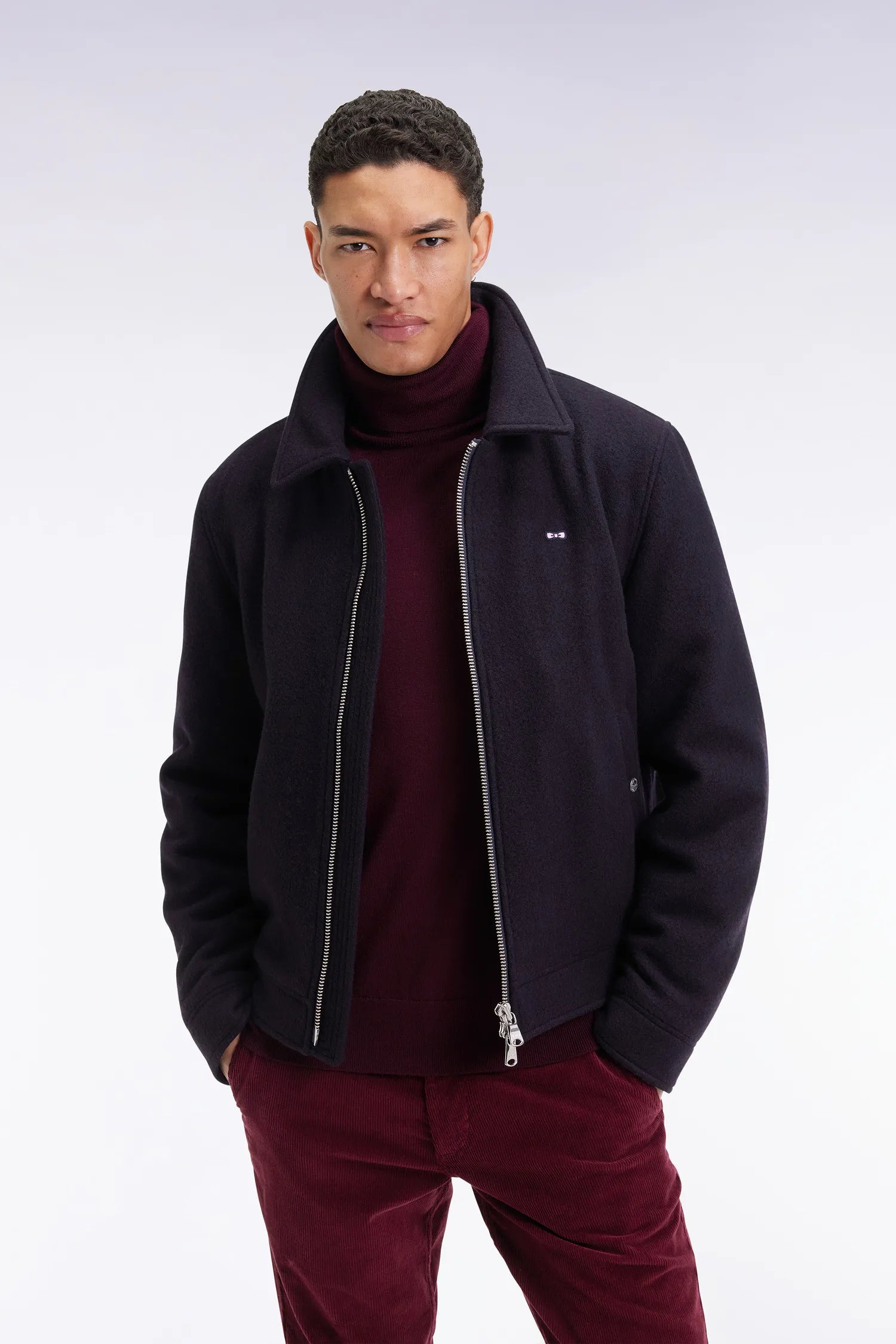 Eden Park_Blue_Navy Boiled Wool Blend Jacket_H25PAMBL0010_BLF23_01