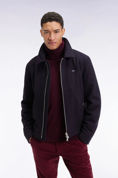 Eden Park_Blue_Navy Boiled Wool Blend Jacket_H25PAMBL0010_BLF23_01