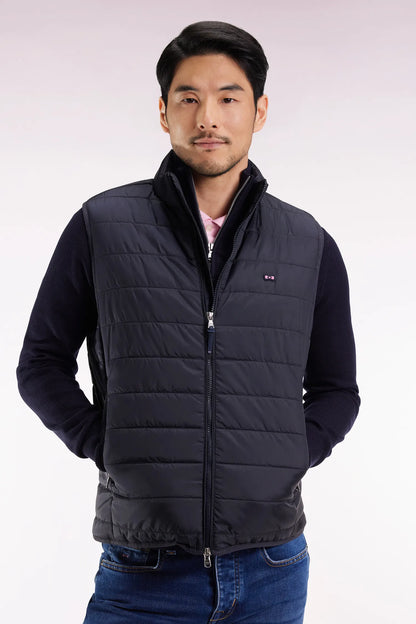 Eden Park_0_Sleeveless Down Jacket in Navy Quilted Nylon_H25PAMDS0001_BLF_01