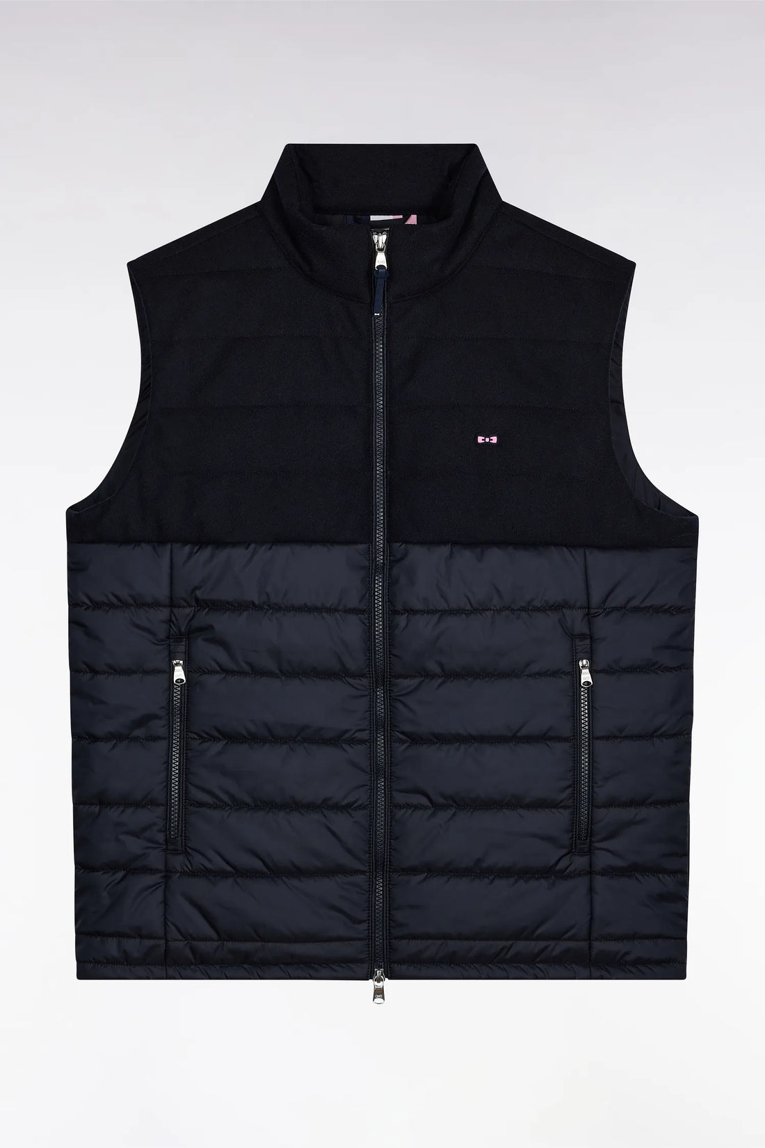 Eden Park_0_Sleeveless Double-Material Down Jacket in Nylon and Navy Flannel_H25PAMDS0004_BLF_02