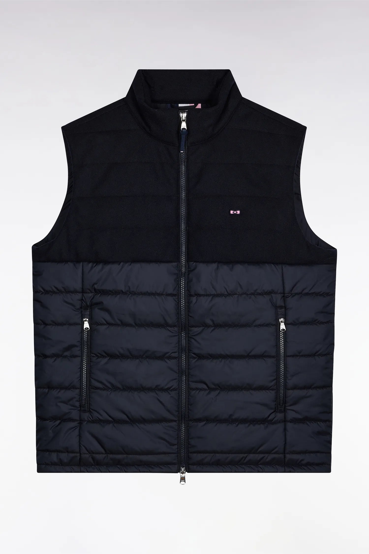 Eden Park_0_Sleeveless Double-Material Down Jacket in Nylon and Navy Flannel_H25PAMDS0004_BLF_02