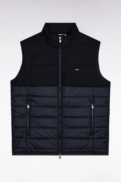 Eden Park_0_Sleeveless Double-Material Down Jacket in Nylon and Navy Flannel_H25PAMDS0004_BLF_02