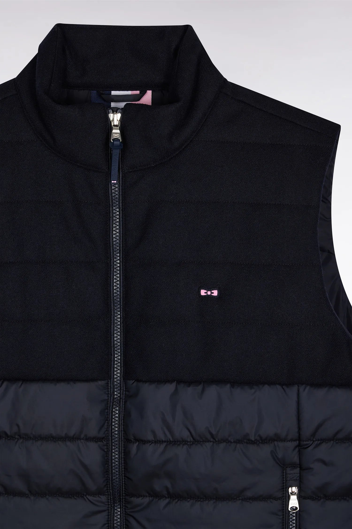 Eden Park_0_Sleeveless Double-Material Down Jacket in Nylon and Navy Flannel_H25PAMDS0004_BLF_06