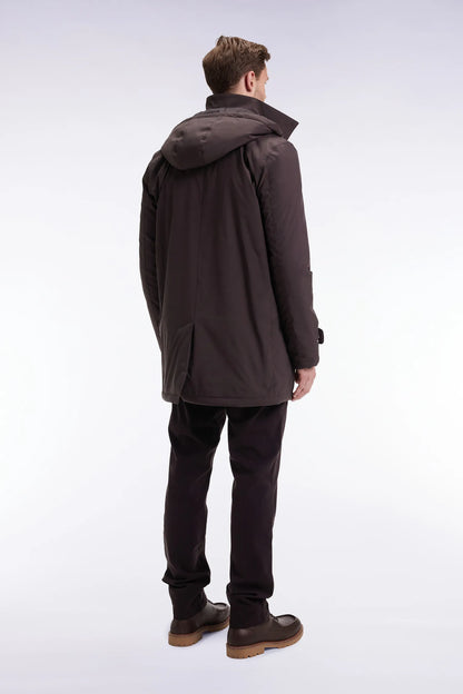 Eden Park_Brown_Long Brown Nylon Raincoat with Removable Hood_H25PAMIM0001_MAF1_05