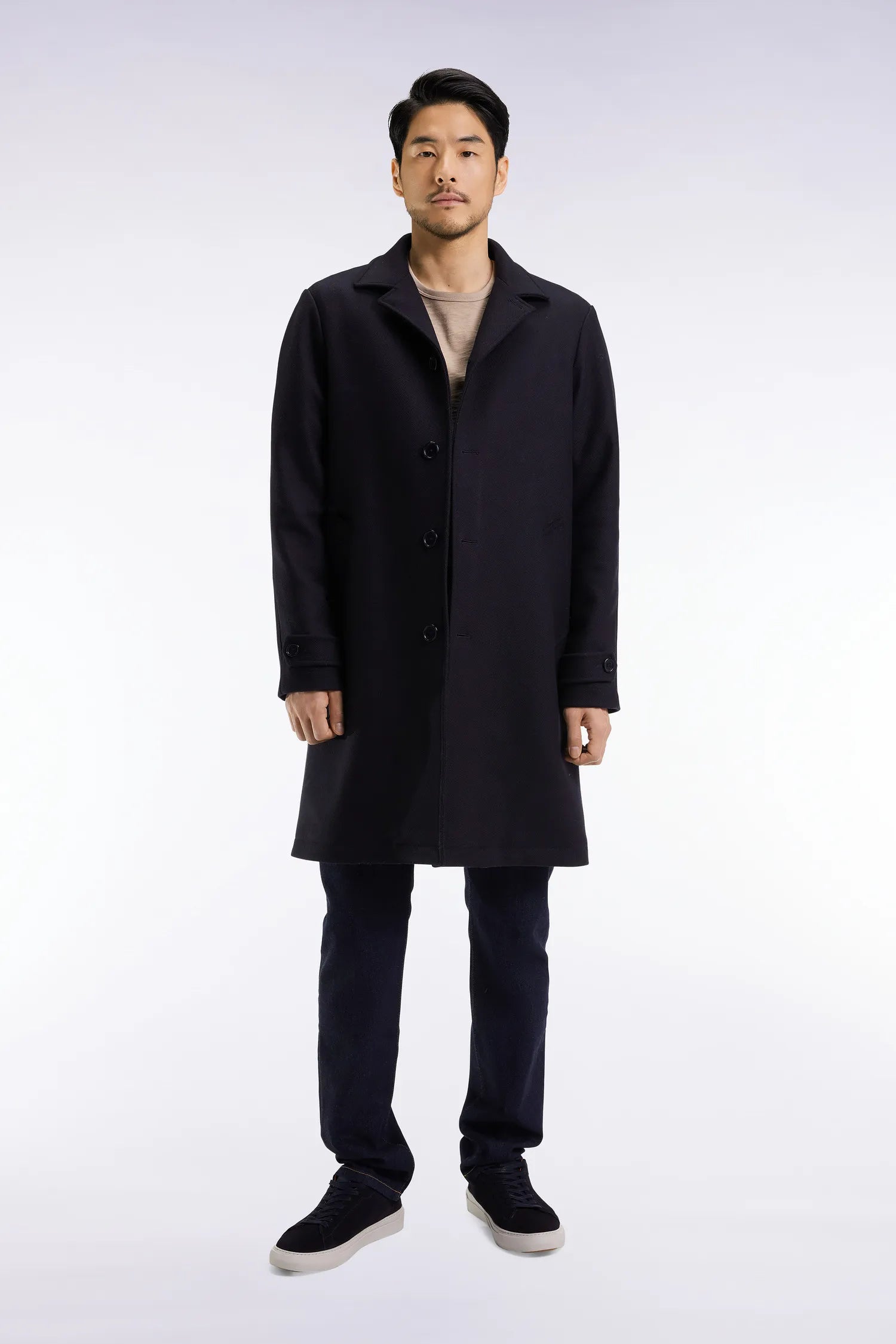 Eden Park_Blue_Navy Wool-Blend Coat_H25PAMMA0010_BLF23_01