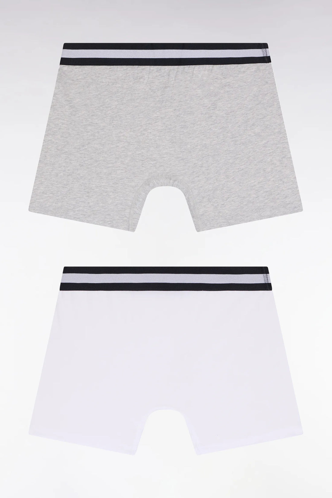 Eden Park_0_Pack of Two White and Grey Stretch Cotton Jersey Boxer Briefs_H25SVEPK0003_GRC_01
