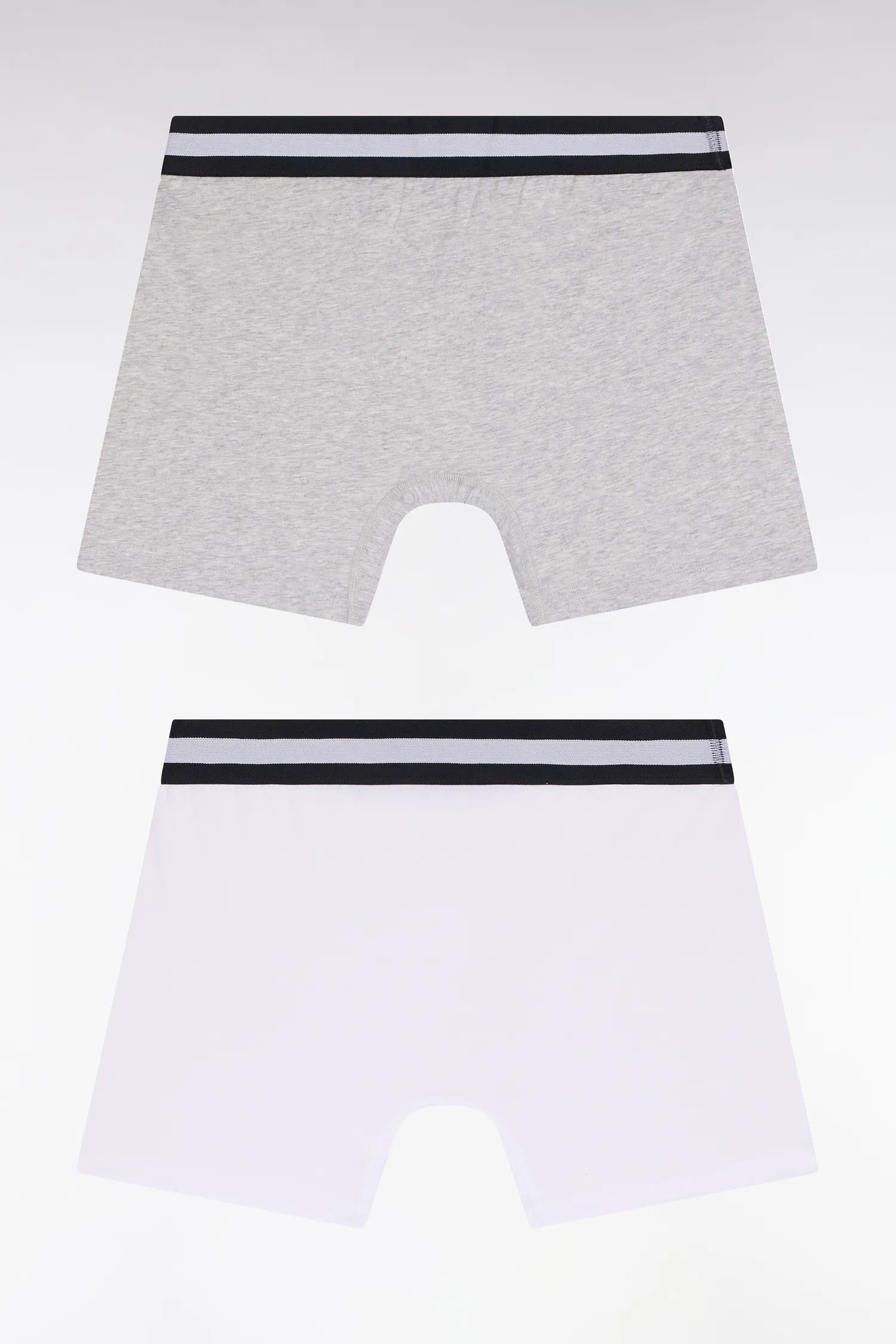 Eden Park_0_Pack of Two White and Grey Stretch Cotton Jersey Boxer Briefs_H25SVEPK0003_GRC_02