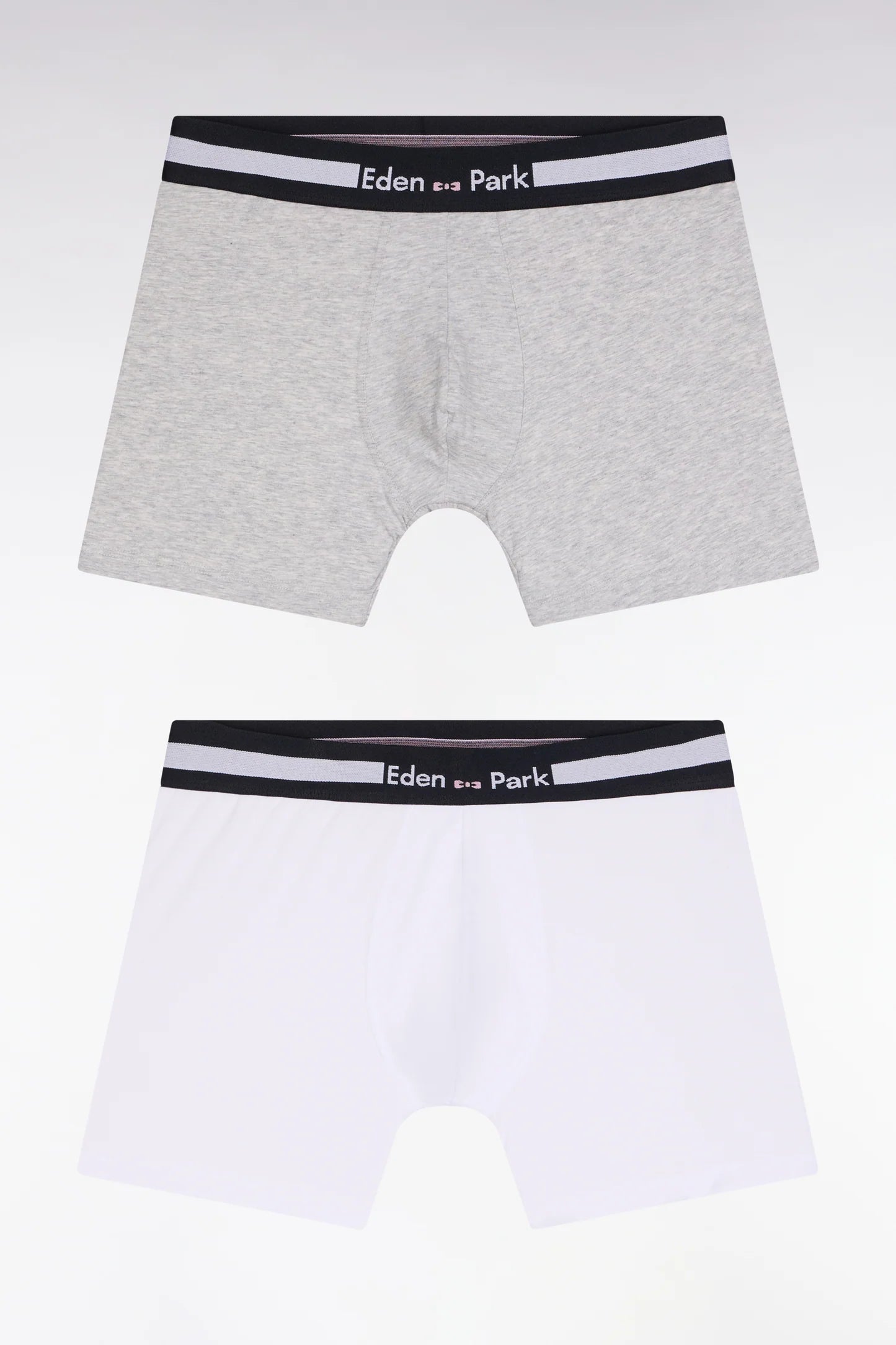 Eden Park_0_Pack of Two White and Grey Stretch Cotton Jersey Boxer Briefs_H25SVEPK0003_GRC_01