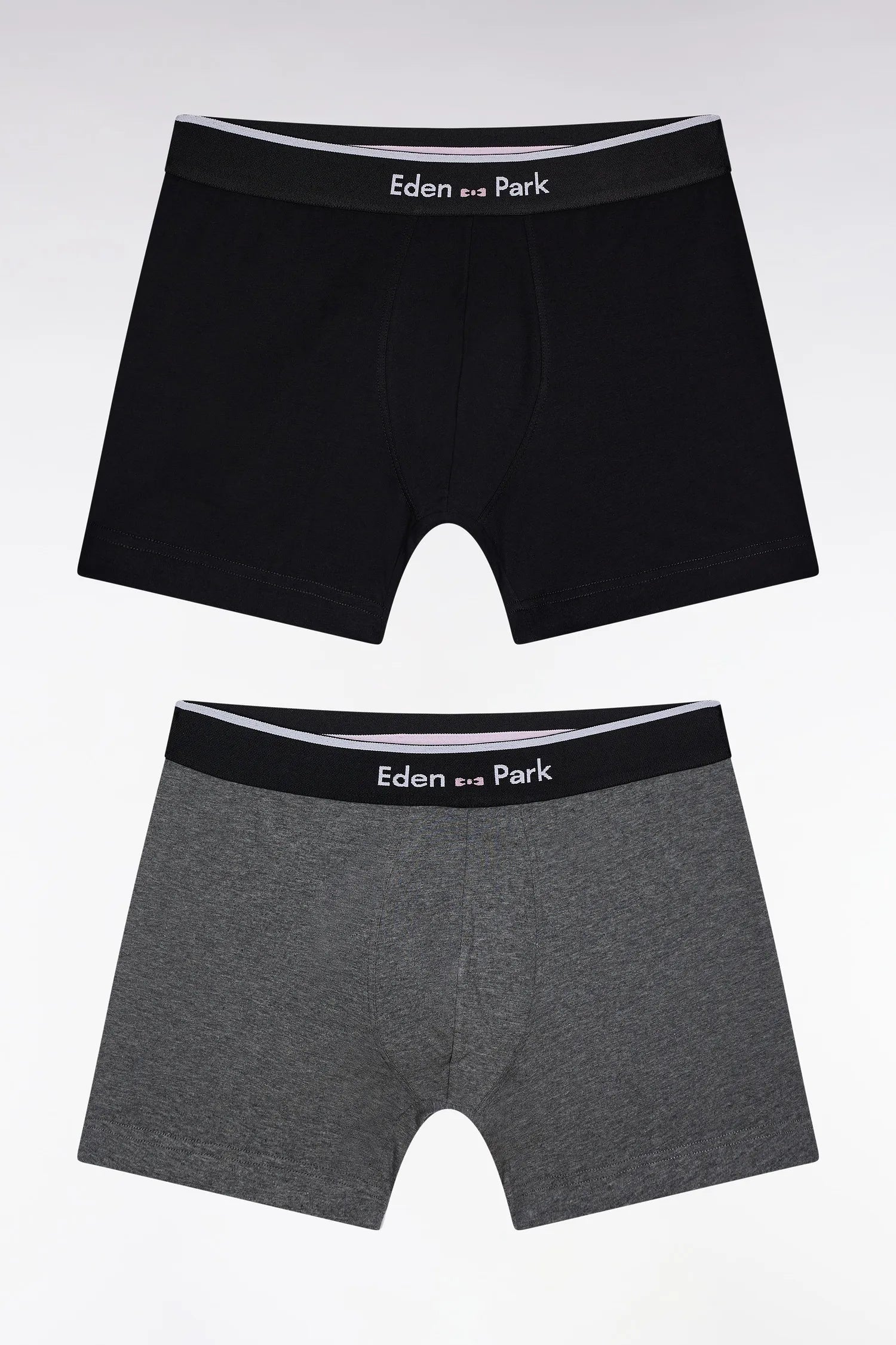 Eden Park_0_Pack of Two Black and Grey Stretch Cotton Jersey Boxer Briefs_H25SVEPK0006_GRF_01