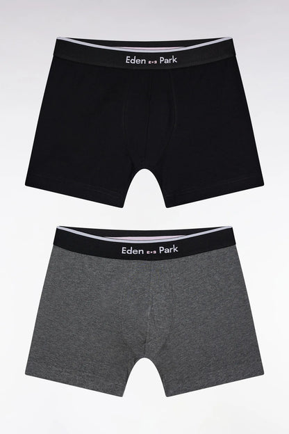 Eden Park_0_Pack of Two Black and Grey Stretch Cotton Jersey Boxer Briefs_H25SVEPK0006_GRF_01