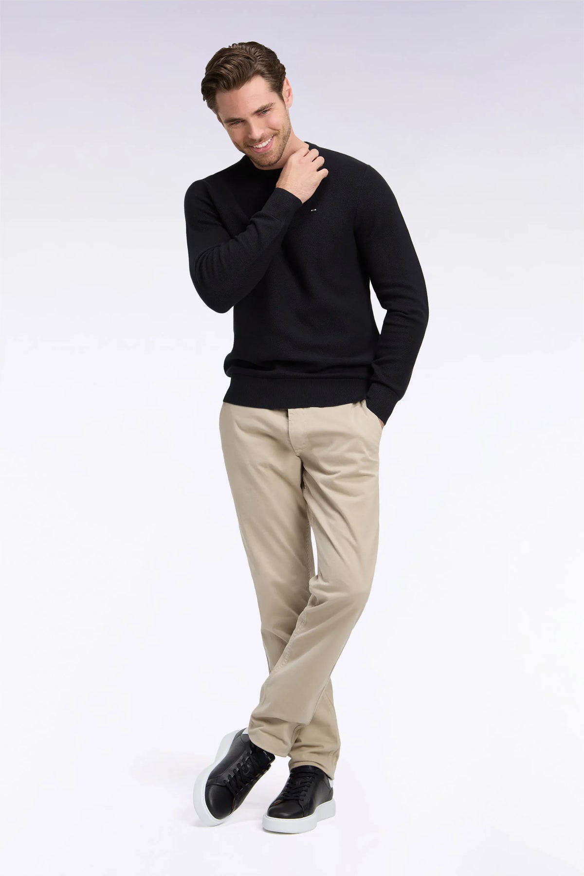 Eden Park 0 Men Wrinkle-Free Chinos in Beige Stretch Cotton SKU: H26BAS0C0001_BEM30 Image 03