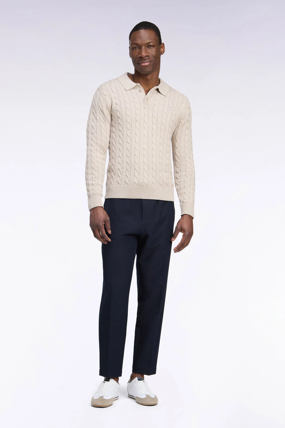 Eden Park  Men Elasticated Waist Trousers in Navy Technical Stretch Nylon with a Modern Fit SKU: H26BASPA0004_BLF Image 01