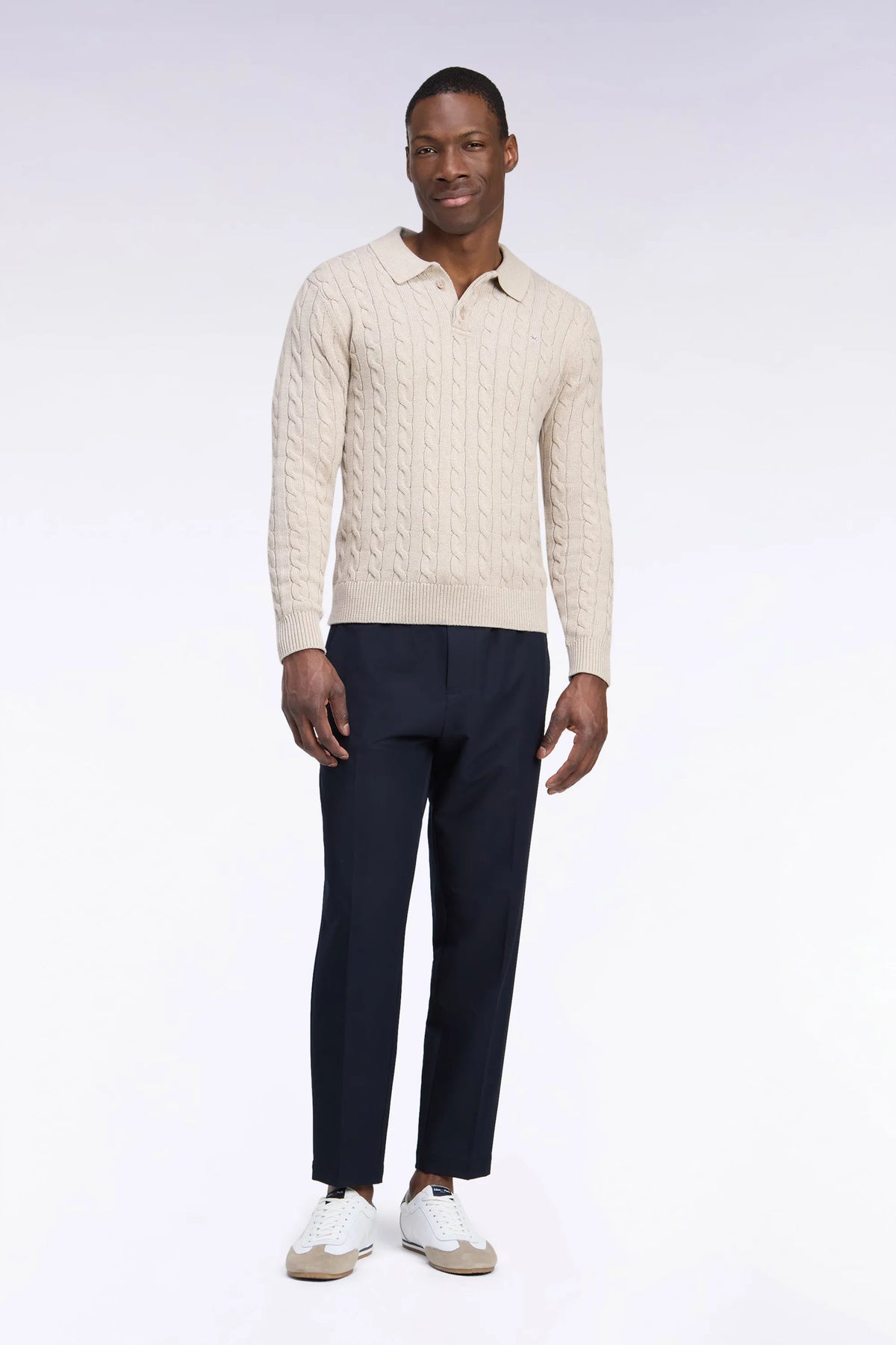 Eden Park  Men Elasticated Waist Trousers in Navy Technical Stretch Nylon with a Modern Fit SKU: H26BASPA0004_BLF Image 01