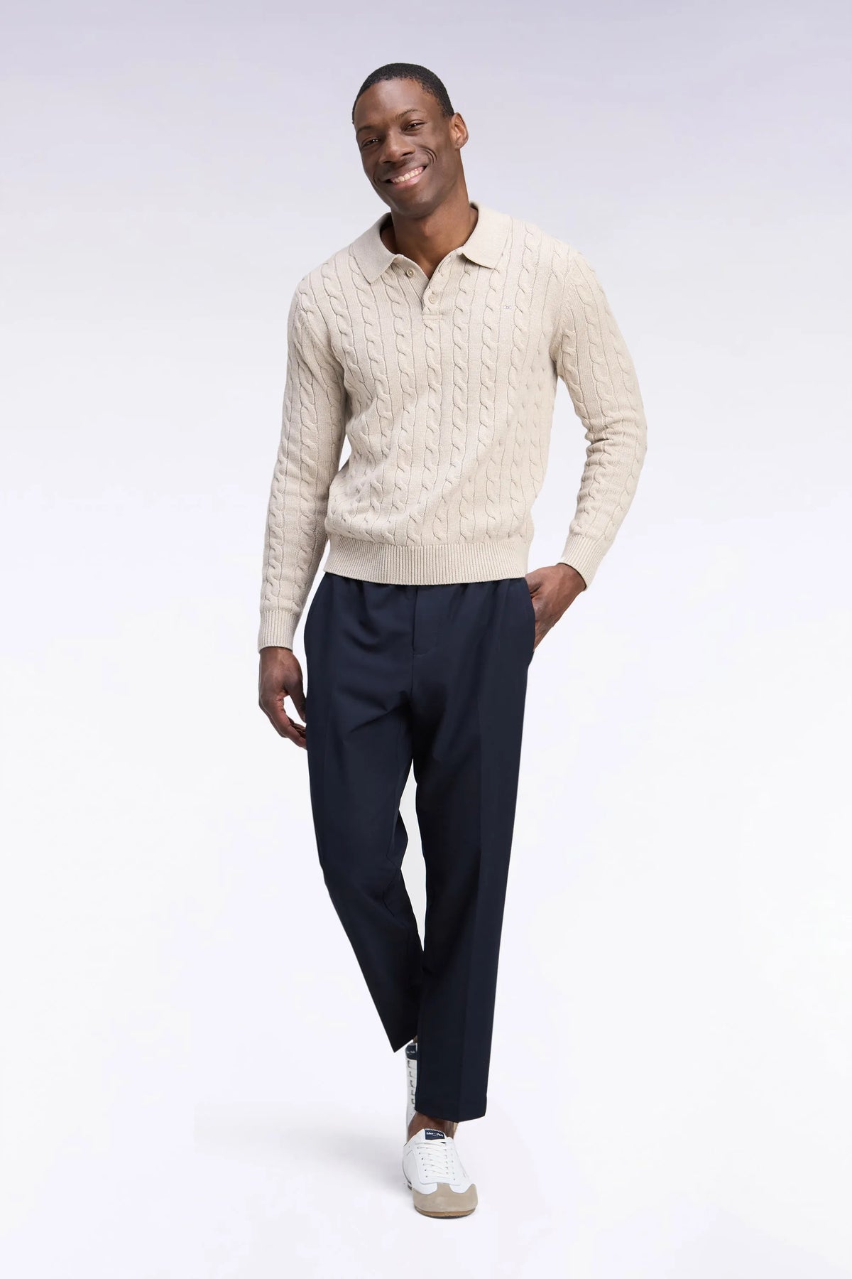 Eden Park  Men Elasticated Waist Trousers in Navy Technical Stretch Nylon with a Modern Fit SKU: H26BASPA0004_BLF Image 03