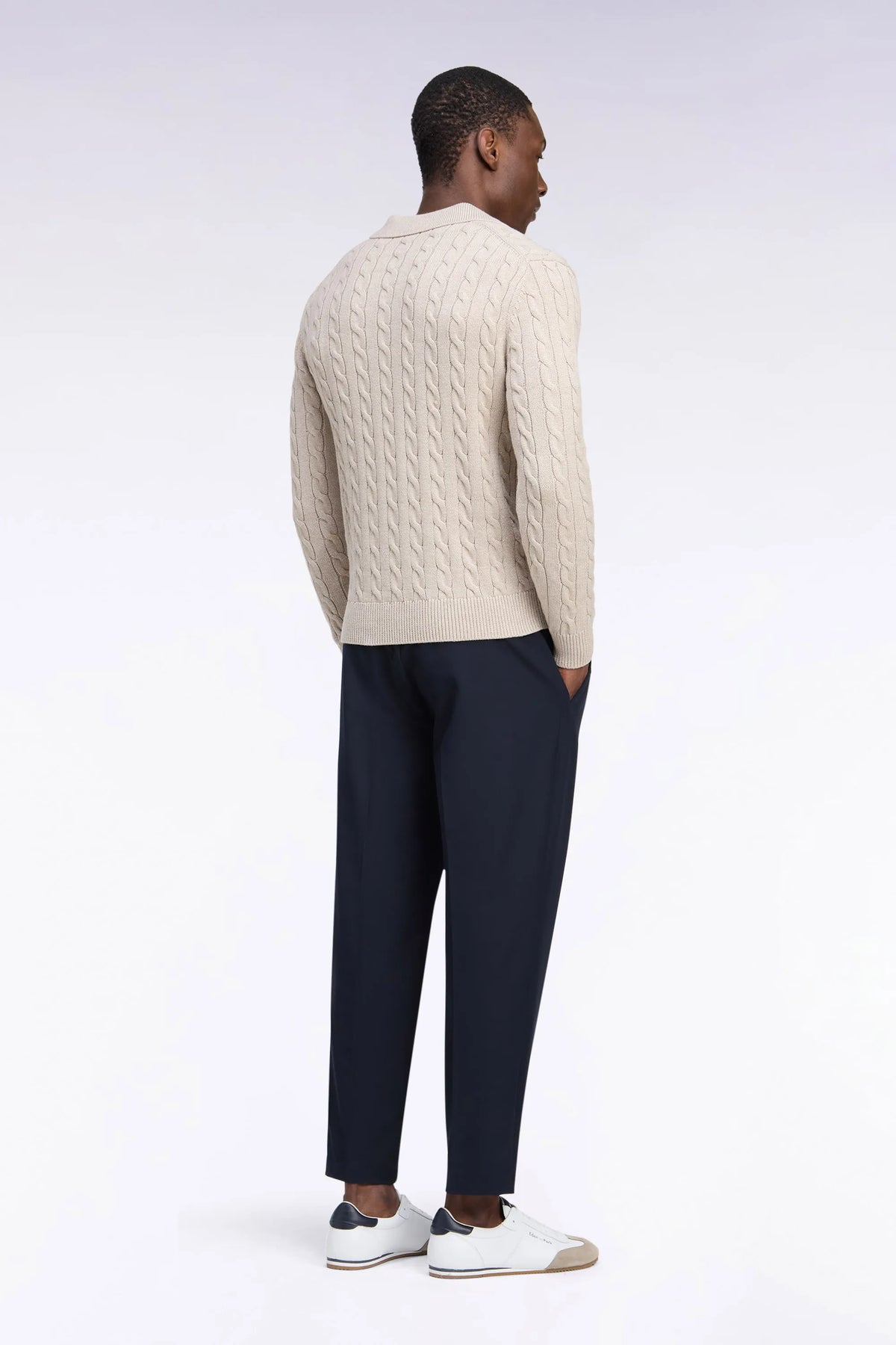 Eden Park  Men Elasticated Waist Trousers in Navy Technical Stretch Nylon with a Modern Fit SKU: H26BASPA0004_BLF Image 04