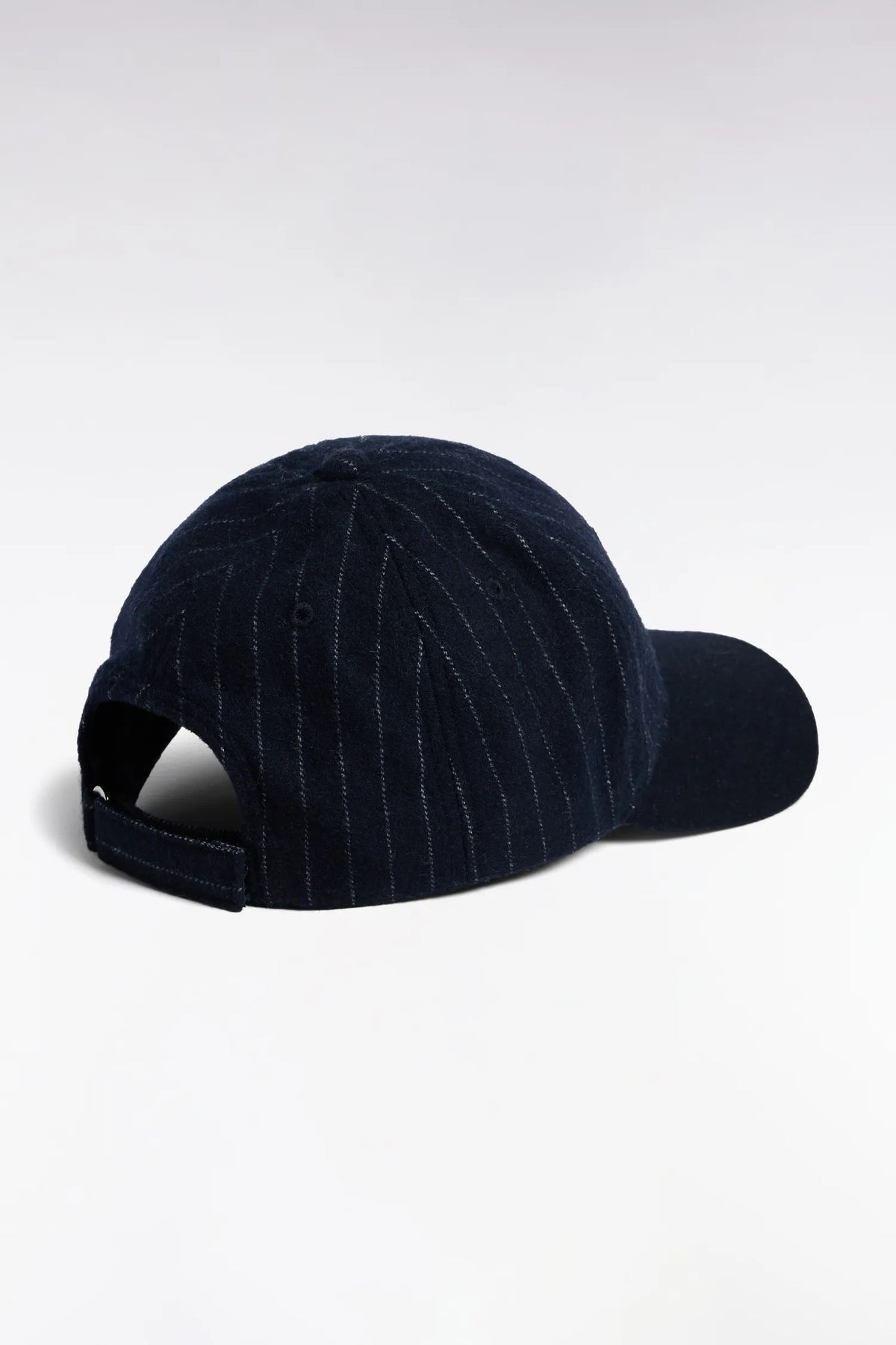 Eden Park  Men Bi-Material Cap in Navy Striped Wool Cloth with EP Patch SKU: H26CHACA0008_BLF Image 02