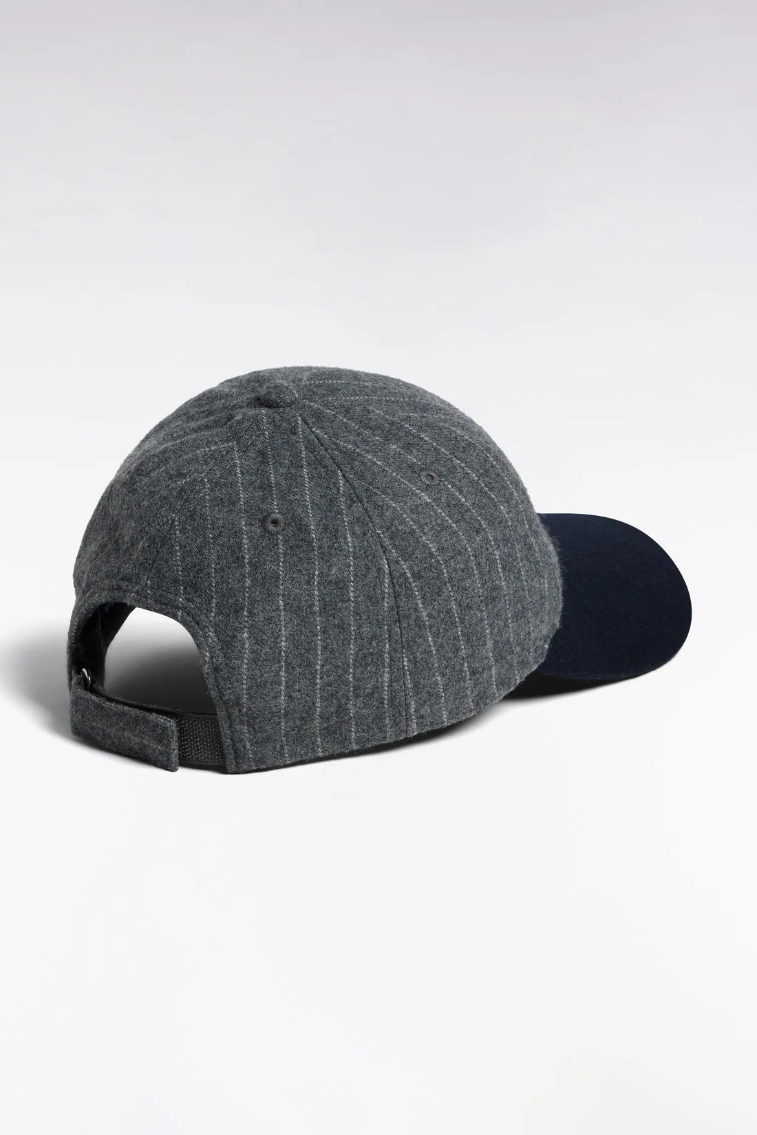 Eden Park  Men Bi-Material Cap in Grey Striped Wool Cloth with EP Patch SKU: H26CHACA0008_GRM19 Image 02