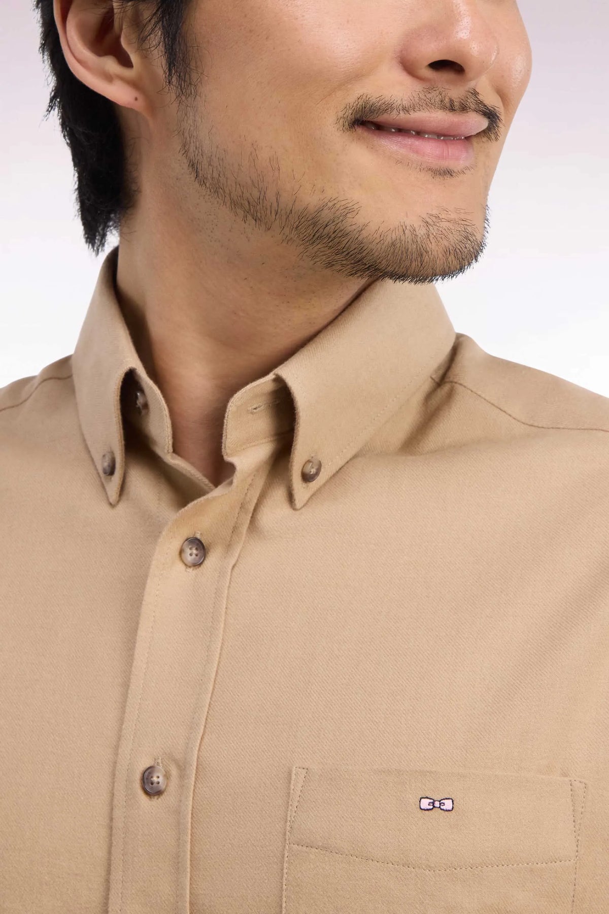 Eden Park  Men Plain Caramel Cotton Shirt with a Straight Cut SKU: H26CHECL0051_BEM15 Image 06