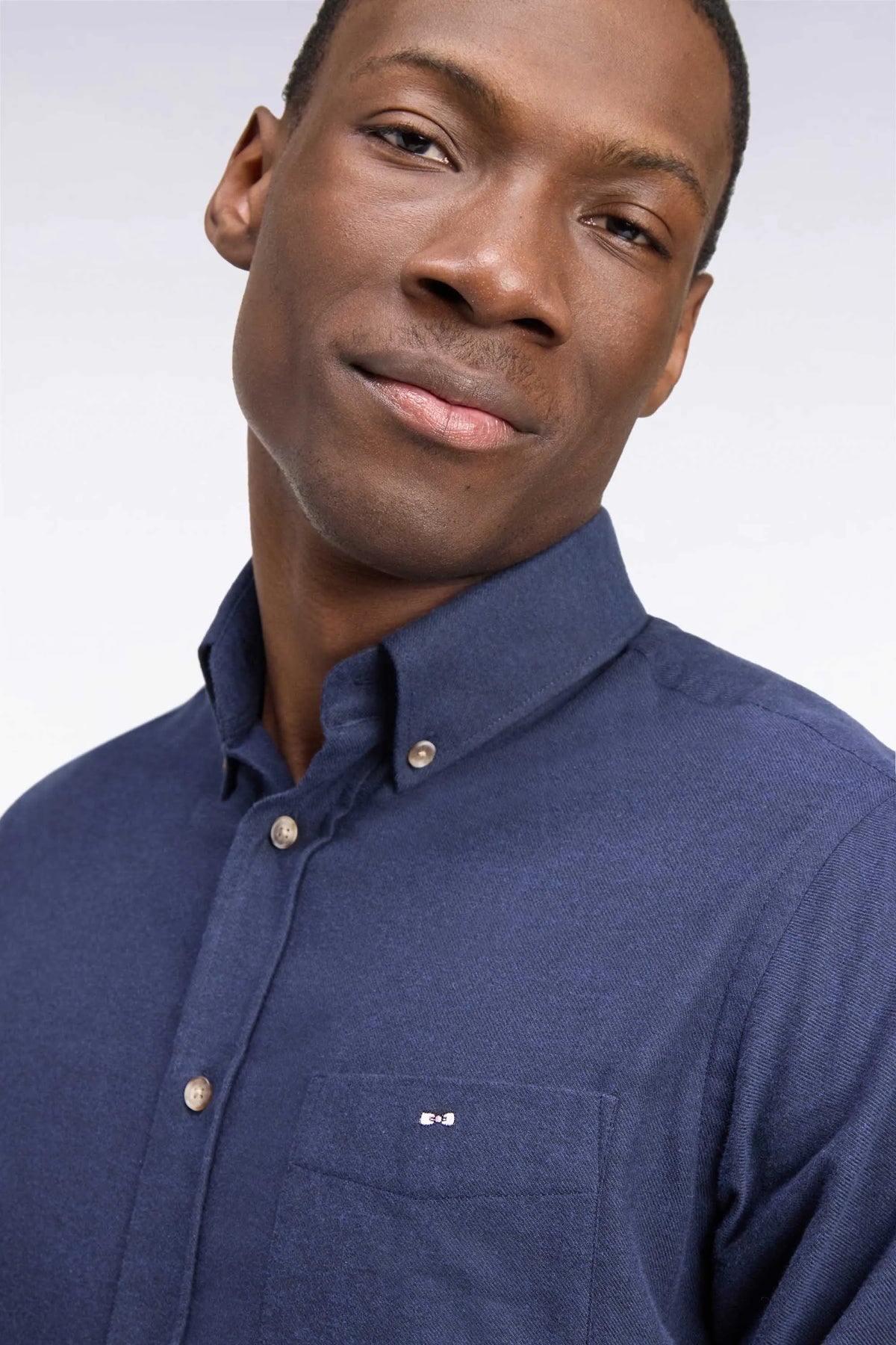 Eden Park  Men Plain Navy Cotton Shirt with a Straight Cut SKU: H26CHECL0051_BLF27 Image 06