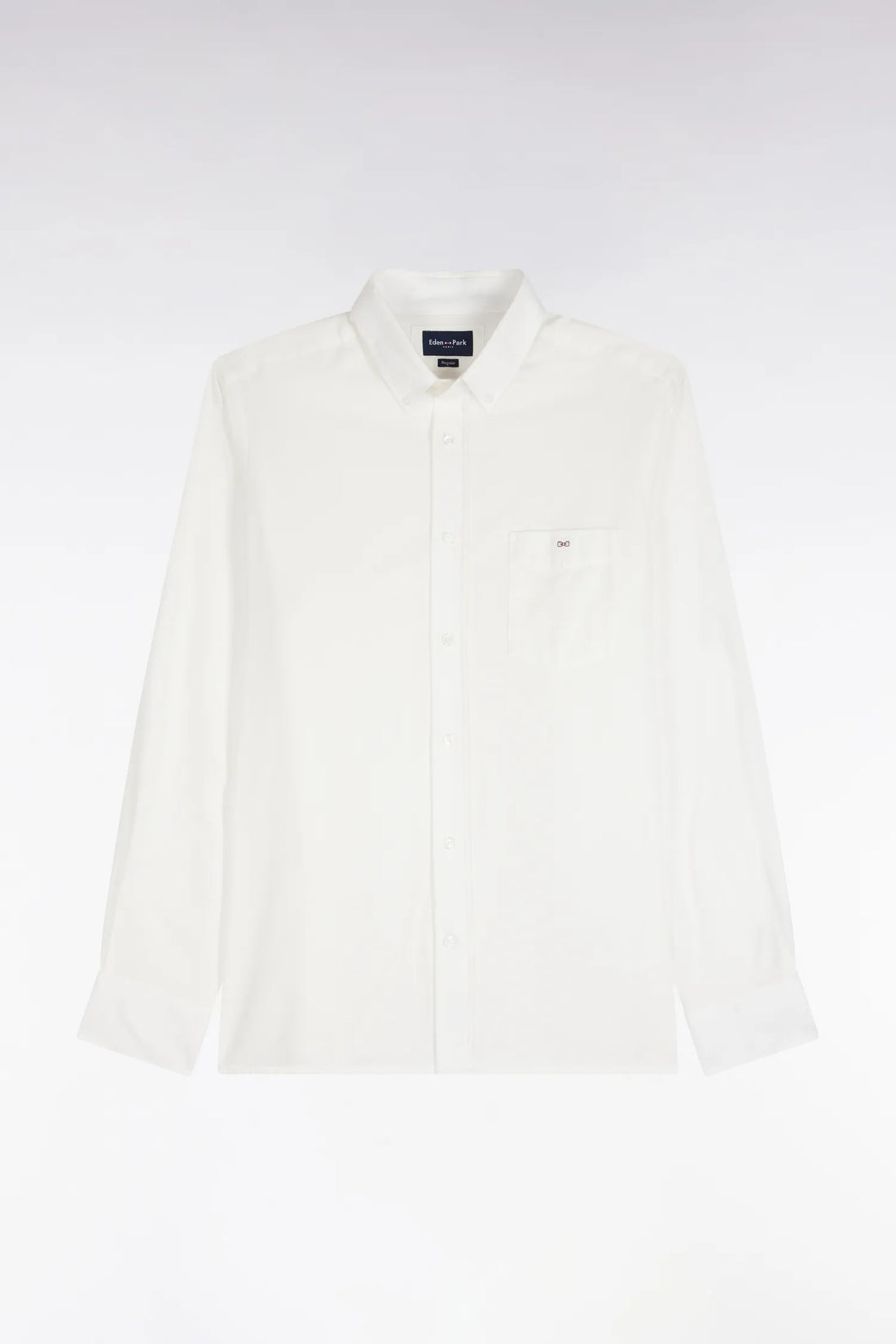 Eden Park  Men Plain Ivory Cotton Shirt with a Straight Cut SKU: H26CHECL0051_ECC Image 02