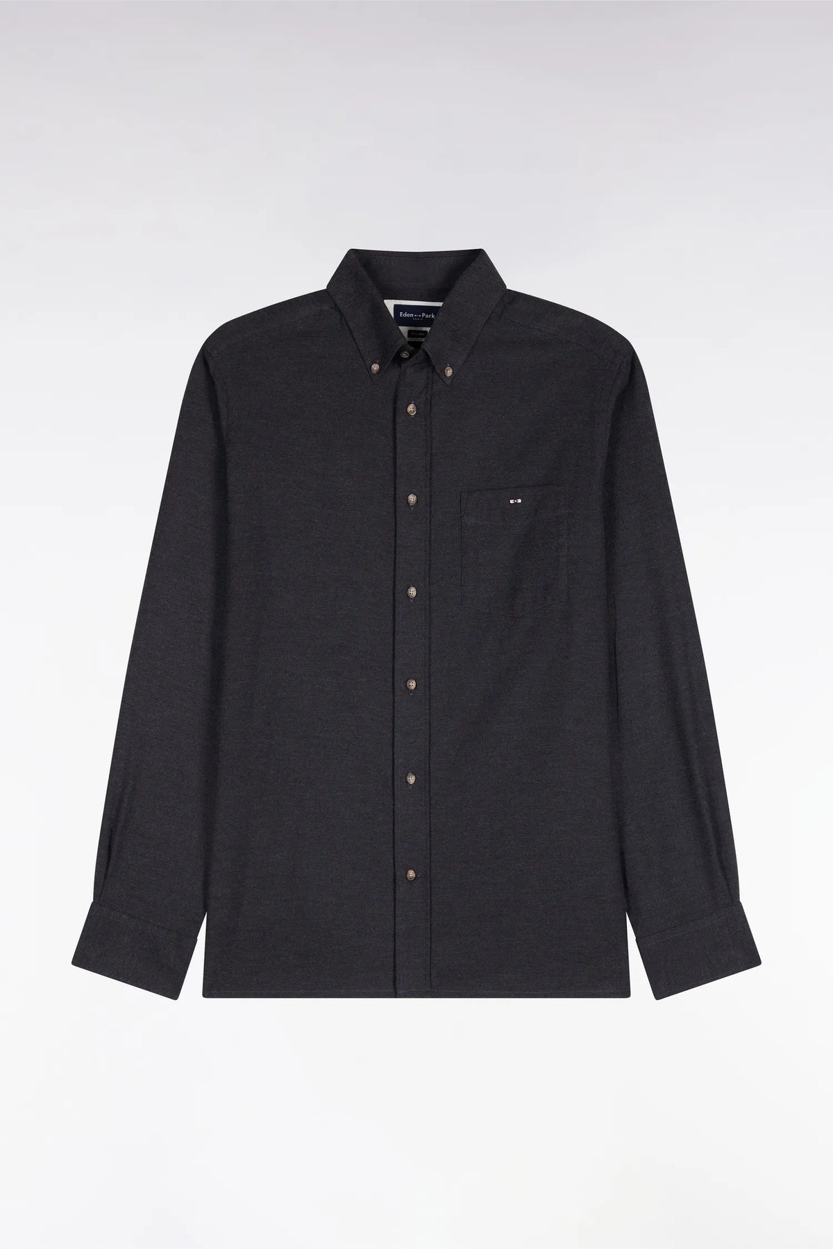Eden Park  Men Plain Dark Grey Cotton Shirt with a Straight Cut SKU: H26CHECL0051_GRF11 Image 01