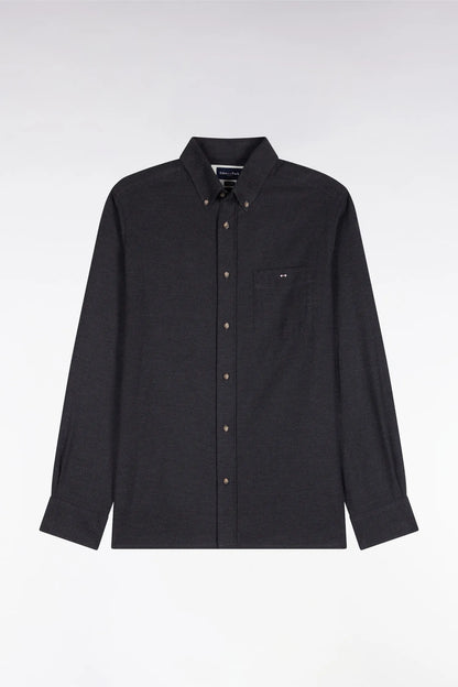 Eden Park  Men Plain Dark Grey Cotton Shirt with a Straight Cut SKU: H26CHECL0051_GRF11 Image 01