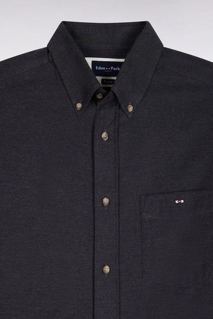 Eden Park  Men Plain Dark Grey Cotton Shirt with a Straight Cut SKU: H26CHECL0051_GRF11 Image 02