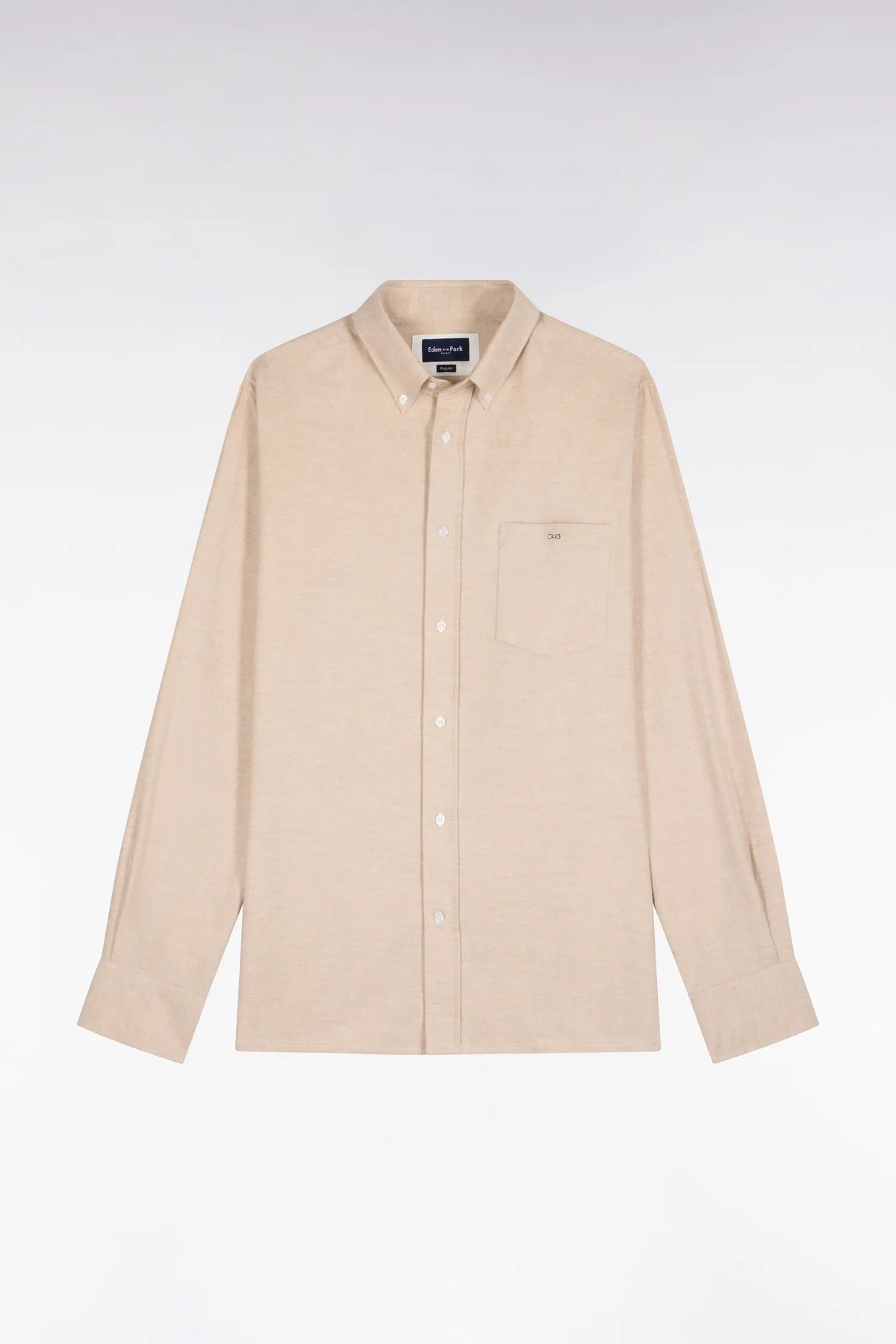 Eden Park  Men Plain Camel Cotton Shirt with a Straight Cut SKU: H26CHECL0051_MAM10 Image 02