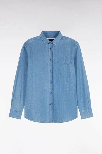 Eden Park  Men Straight Cut Sky Denim Shirt SKU: H26CHECL0078_BLC6 Image 02