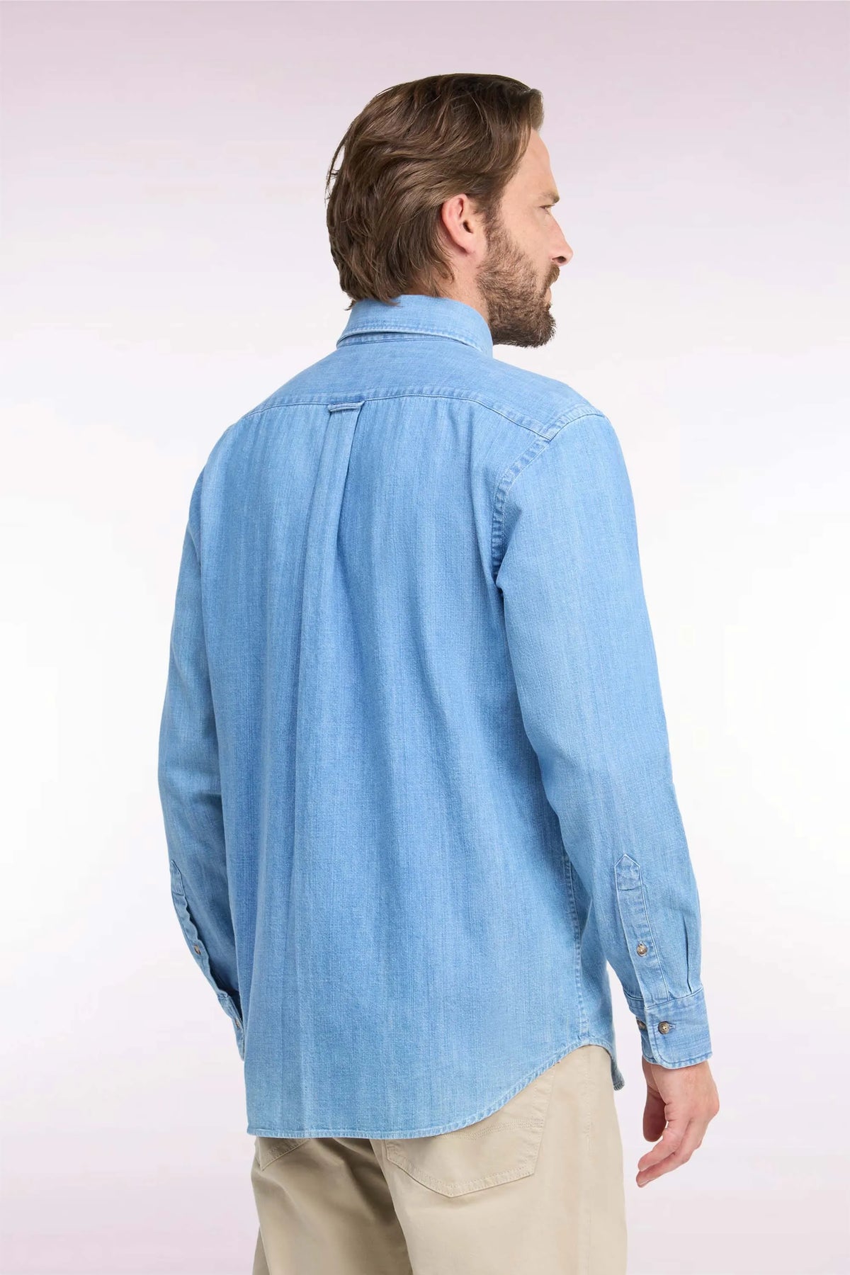 Eden Park  Men Straight Cut Sky Denim Shirt SKU: H26CHECL0078_BLC6 Image 04