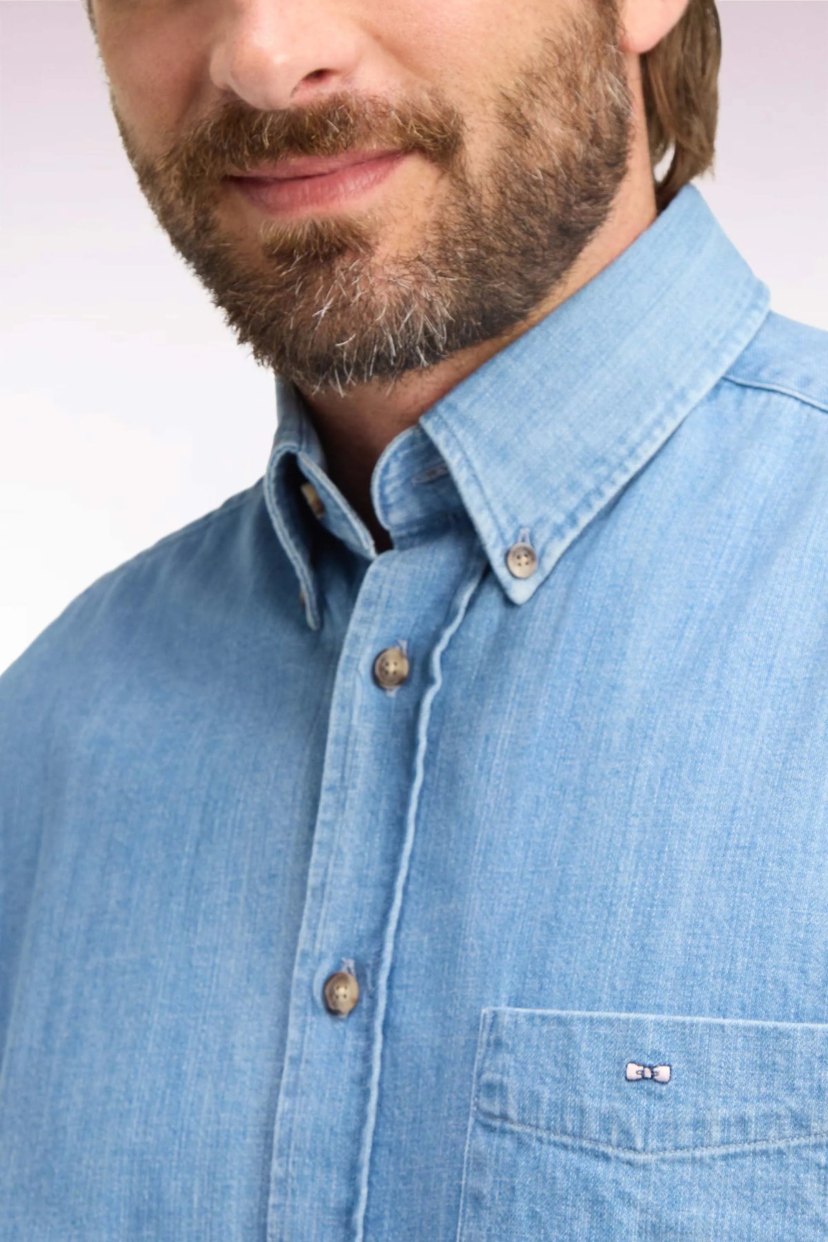 Eden Park  Men Straight Cut Sky Denim Shirt SKU: H26CHECL0078_BLC6 Image 06