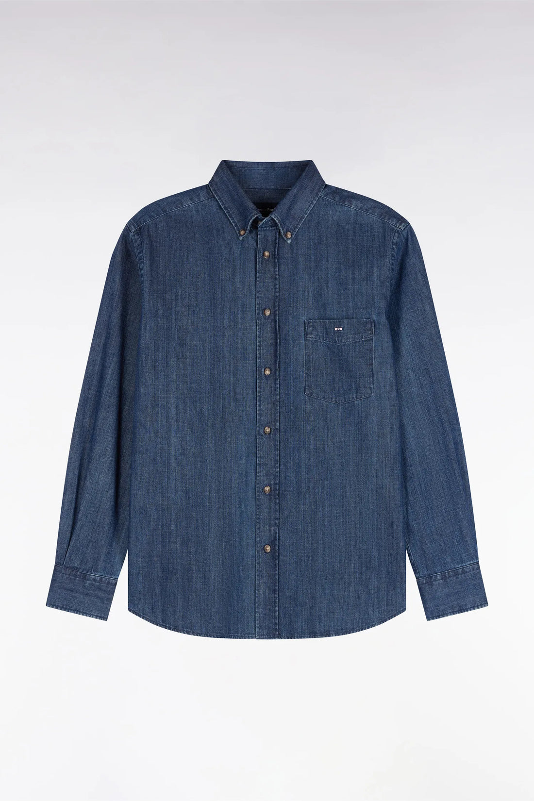Eden Park  Men Raw Denim Cotton Shirt with a Straight Cut SKU: H26CHECL0079_BLF1 Image 01