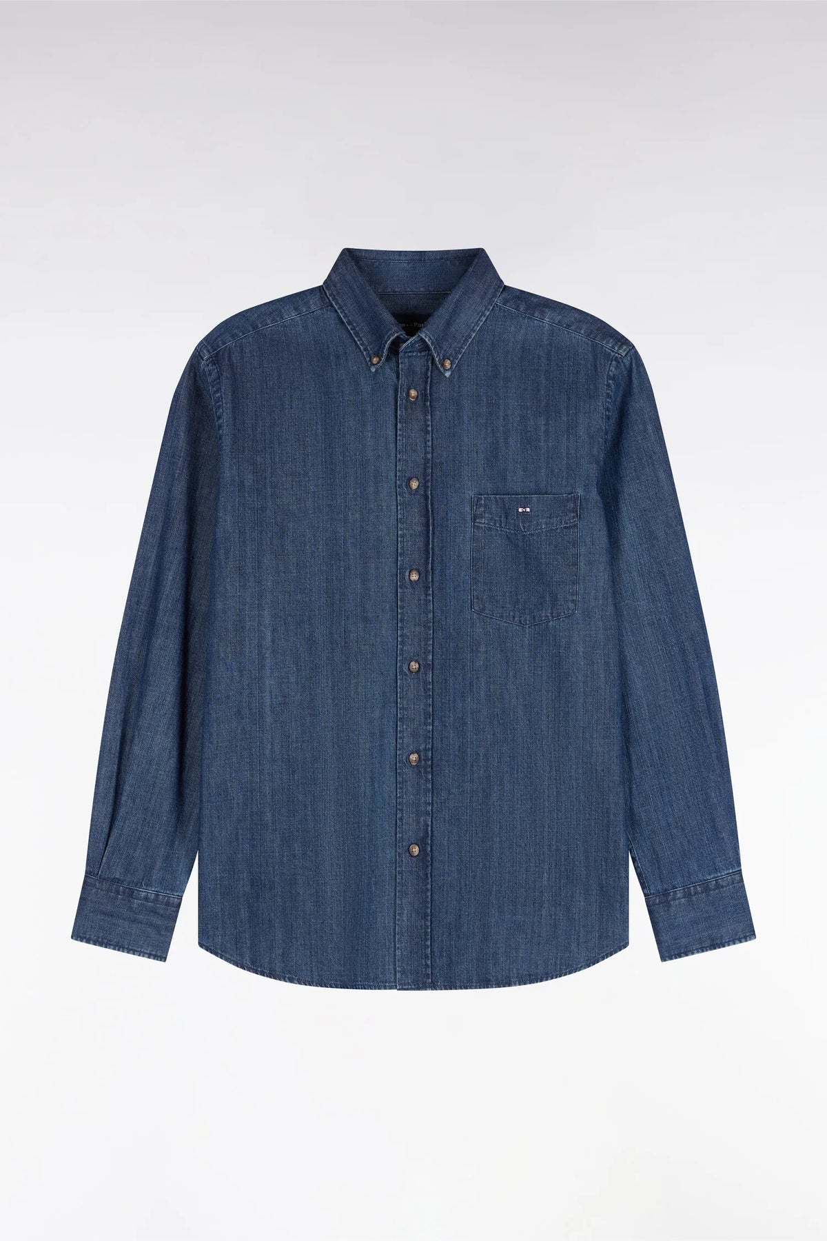 Eden Park  Men Raw Denim Cotton Shirt with a Straight Cut SKU: H26CHECL0079_BLF1 Image 01