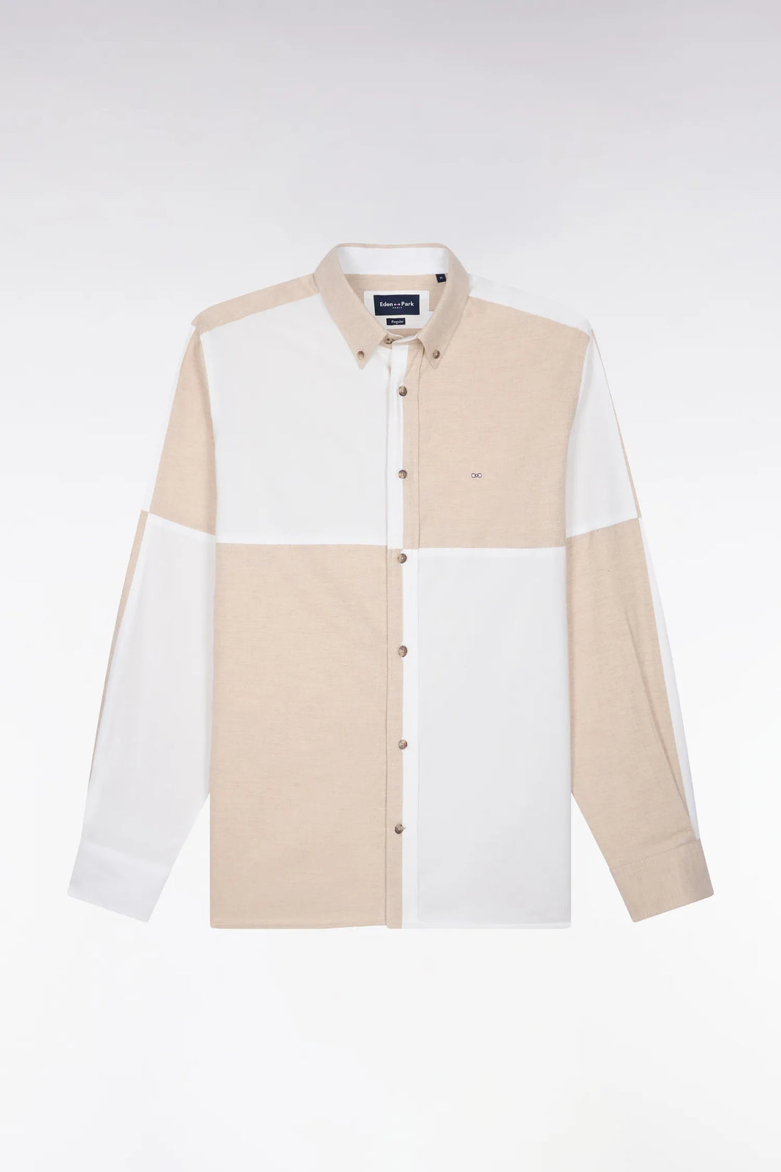 Eden Park 0 Men Beige and Ecru Cotton Shirt with a Straight Cut SKU: H26CHECL0090_ECC Image 02