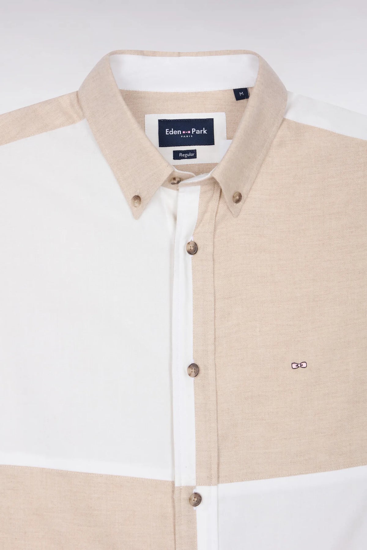 Eden Park 0 Men Beige and Ecru Cotton Shirt with a Straight Cut SKU: H26CHECL0090_ECC Image 05